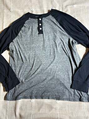 Urban Pipeline Men's 2XL Big & Tall Gray/Black Henley Knit Tee L/S